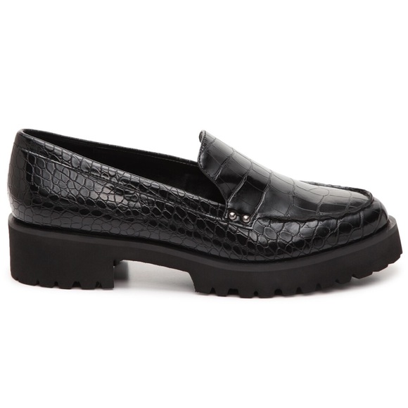 Bleeker & Bond Black Croc Embossed Wendall Platform Lug Sole Loafer Size 10 - Picture 11 of 16